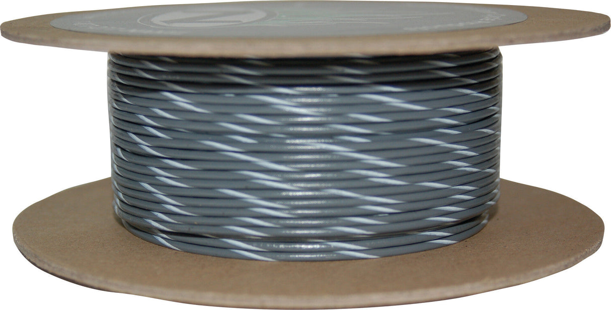 NAMZ CUSTOM CYCLE100' Spool 20-Gauge Wire (Gray/White Stripe)NWR-89-100-20