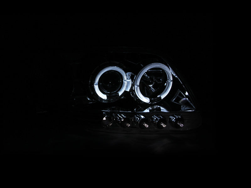 ANZO 1997.5-2003 Ford F-150 Projector Headlights w/ Halo and LED Chrome 1pc 111032