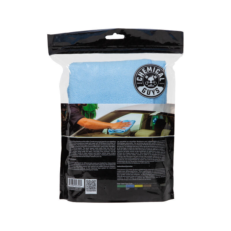 Chemical Guys Workhorse Professional Microfiber Towel - 16in x 16in - Blue - 3 Pack MICBLUE03