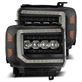 AlphaRex 14-18 GMC Sierra NOVA LED Proj Headlights Plank Style Black w/Activ Light/Seq Signal/DRL 880617