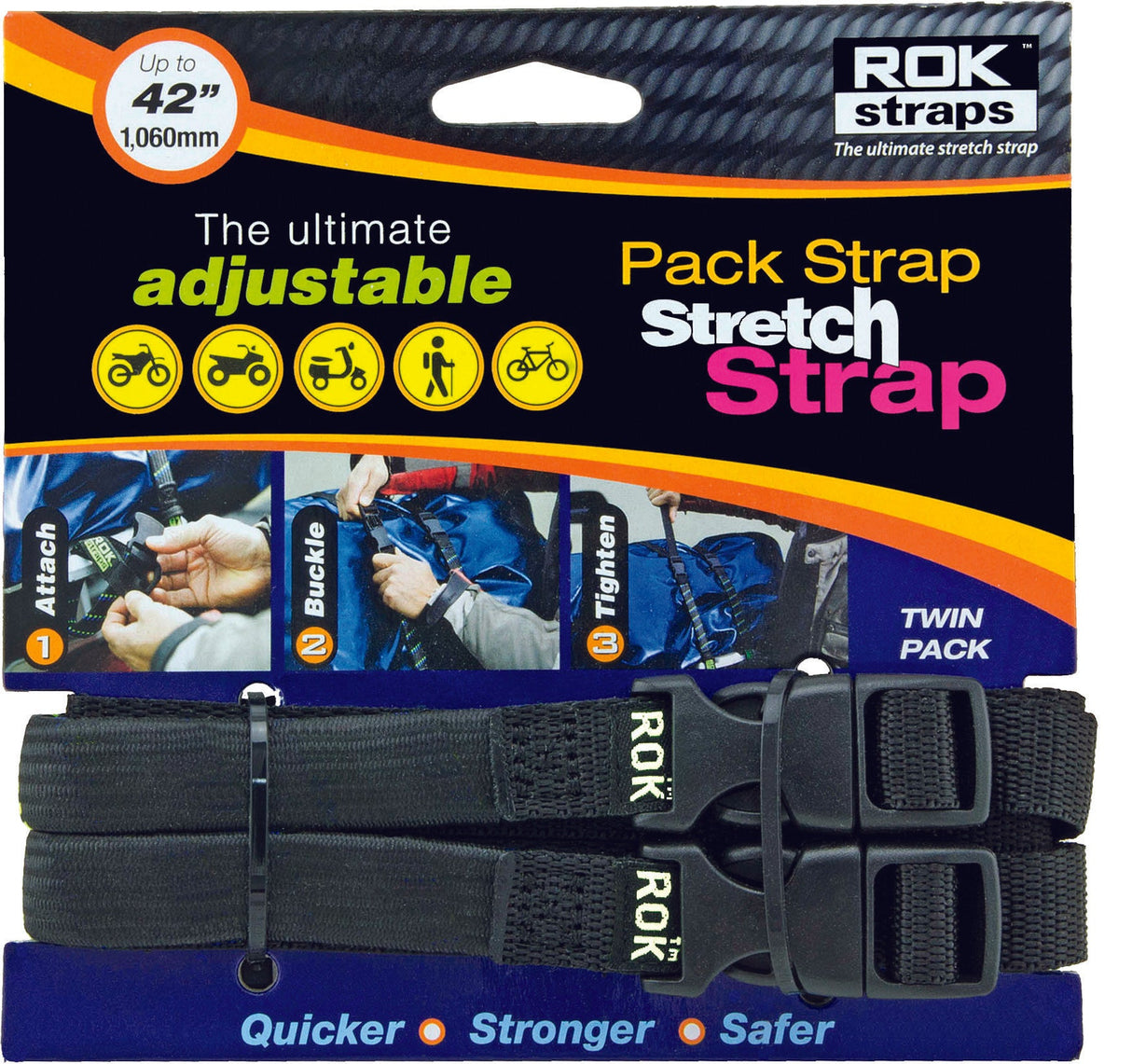 ROKSTRAPS Pack Strap Black 12"X42"X5/8" ROK10314
