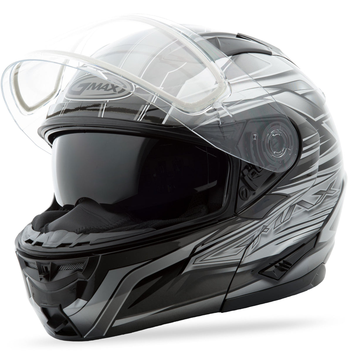 GMAX Gm-64s Modular Helmet Carbide Matte Black/White 3x G2641609 TC-15