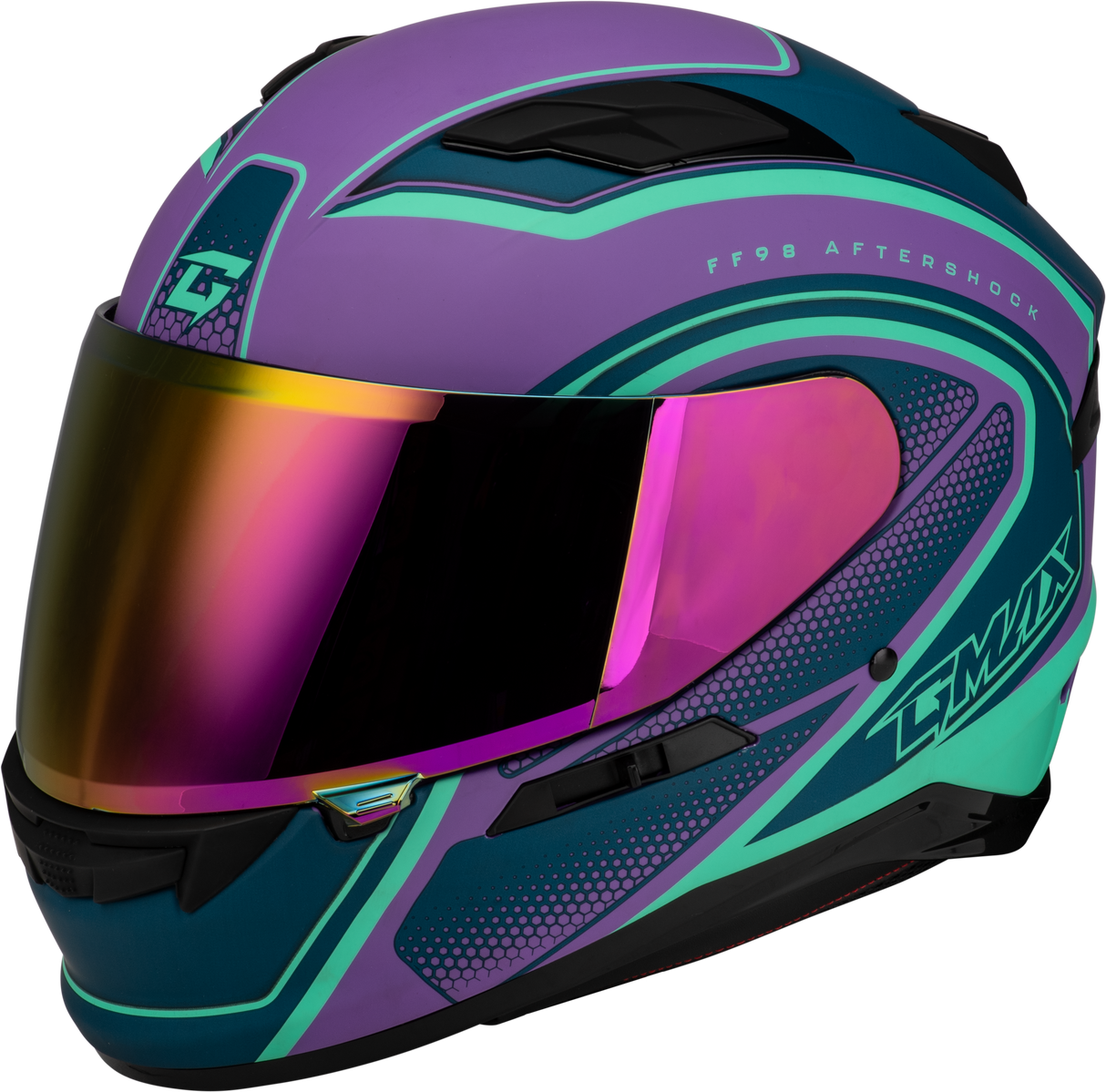 GMAX Ff-98 Aftershock Helmet Matte Purple/Blue Md F19841015-ECE