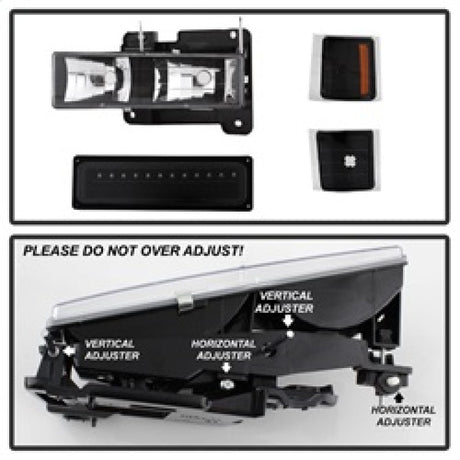 Xtune 92-94 Blazer Full Size Corner/LED Bumper Headlights Black HD-JH-CCK88-LED-AM-BK-SET 5069542