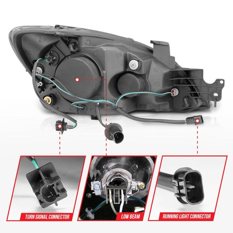 ANZO 2004-2007 Mitsubishi Lancer Projector Headlights w/ Halo Chrome (CCFL) 121103