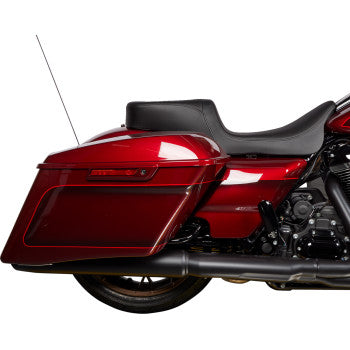 DRAG SPECIALTIES Asiento Predator 2Up - Cuero solar - Negro - Liso - FLH '08-'23 0801-1495 