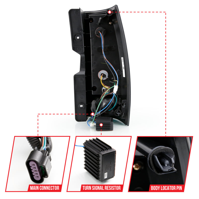 ANZO 2007-2014 Chevy Tahoe LED Taillight Plank Style Black w/Smoke Lens 311322