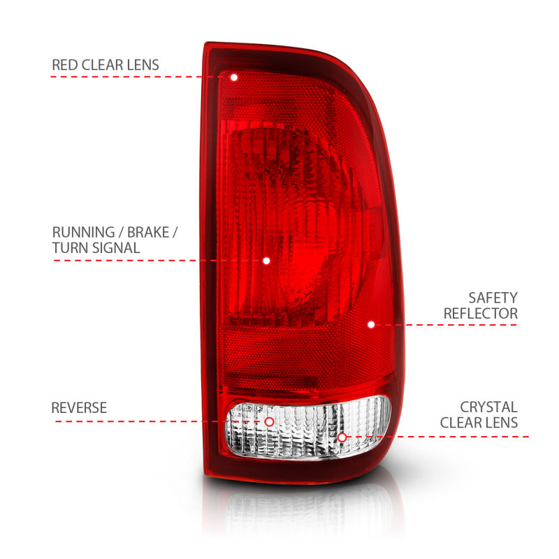 ANZO 1997-2003 Ford F-150 Taillight Red/Clear Lens (OE Replacement) 311307