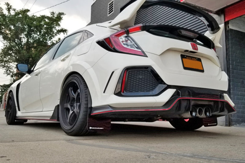 Rally Armor 17-18 Honda Civic Type R (Type R Only) UR Red Mud Flap w/ White Logo MF47-UR-RD/WH