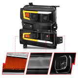 ANZO 19-22 Chevrolet Silverado 1500 LED Proj HL w/Lgt Bar SwBk Seq. Blk w/In. Light - Passenger Side 111566-R