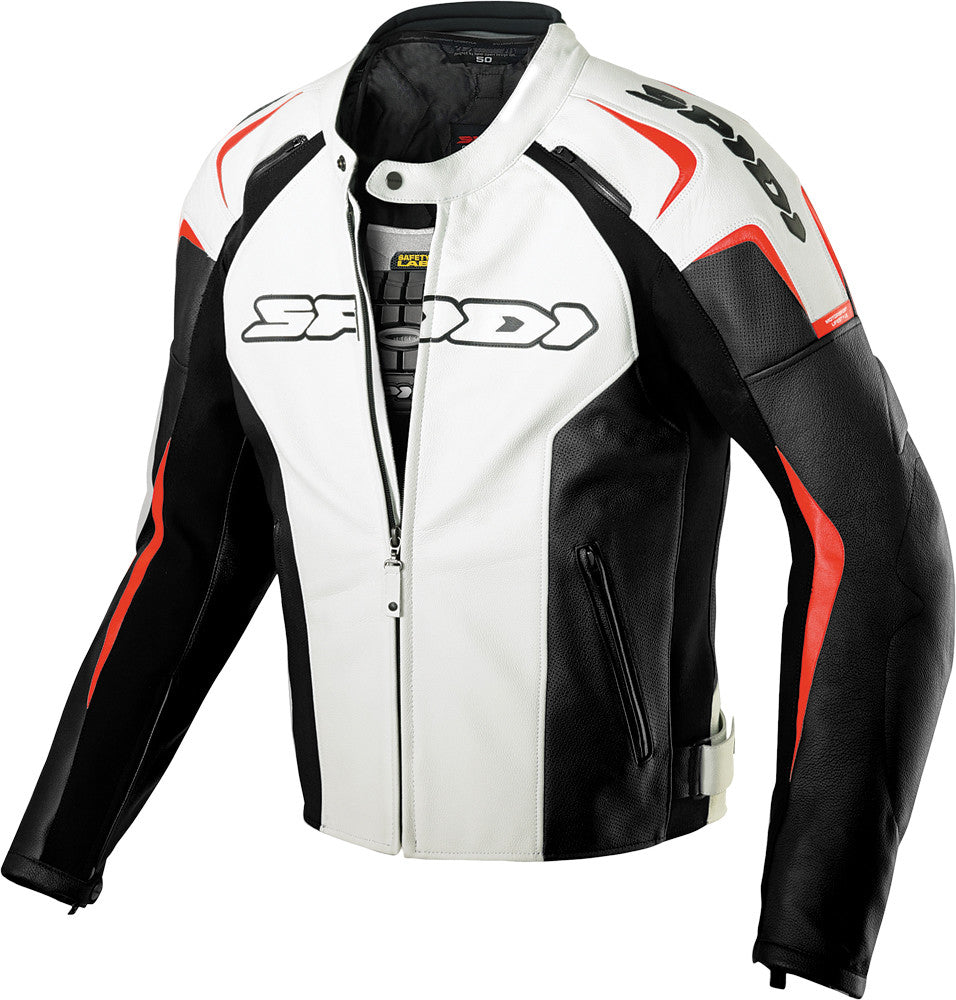 SPIDI Track Leather Jacket White/Red/Black E50/Us40 P120-042-50