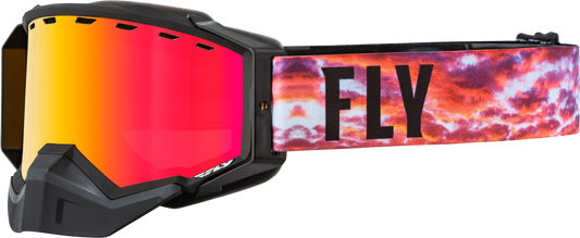 FLY RACING Zone Pro Snw Goggle Blk/Sunset W/ Red Mirror/Plrzd Smoke Lens 37-50333