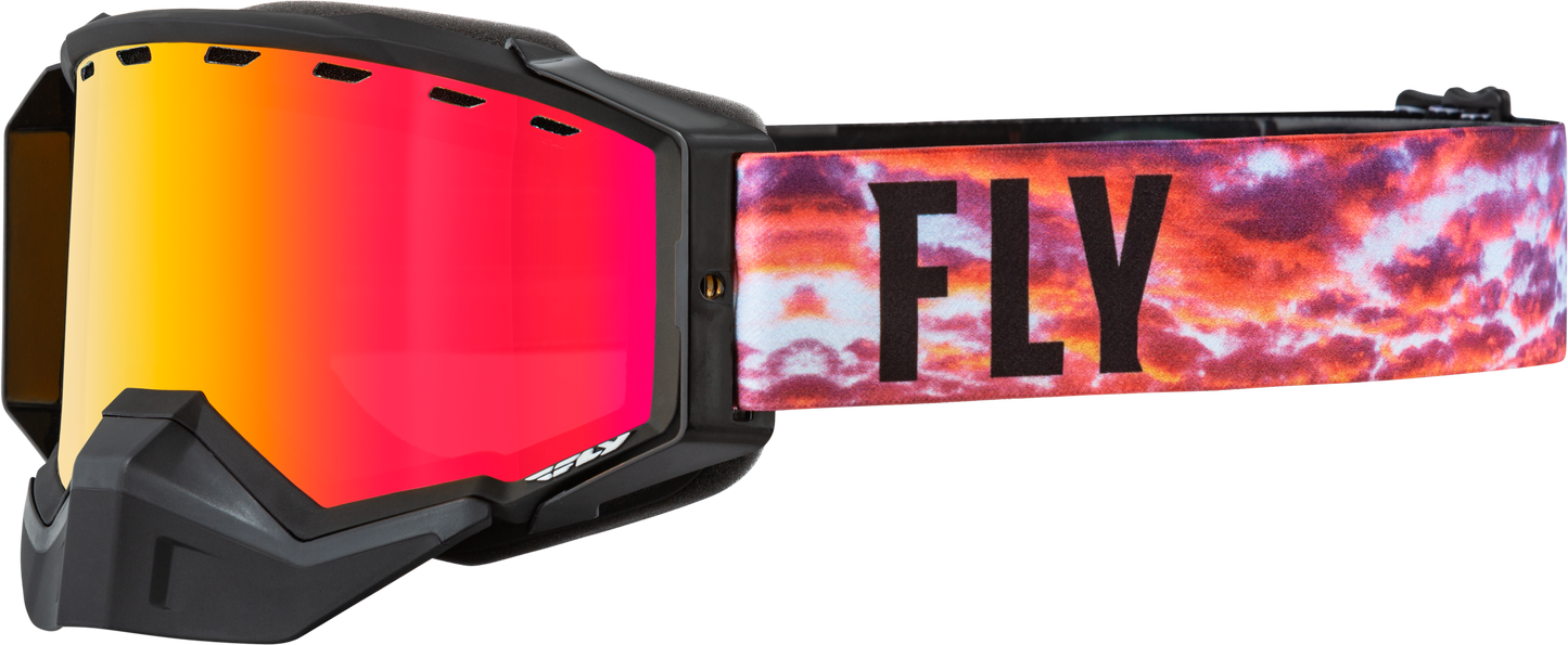 FLY RACING Zone Pro Snw Goggle Blk/Sunset W/ Red Mirror/Plrzd Smoke Lens 37-50333