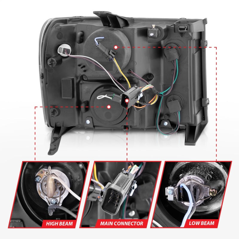 ANZO 2007-2013 Gmc Sierra 1500 Projector Headlights w/ Halo Black 111125
