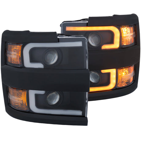 ANZO Projector Headlights 15-17 Chevrolet Silverado 2500HD / 3500HD Black w/ Black Rim 111364