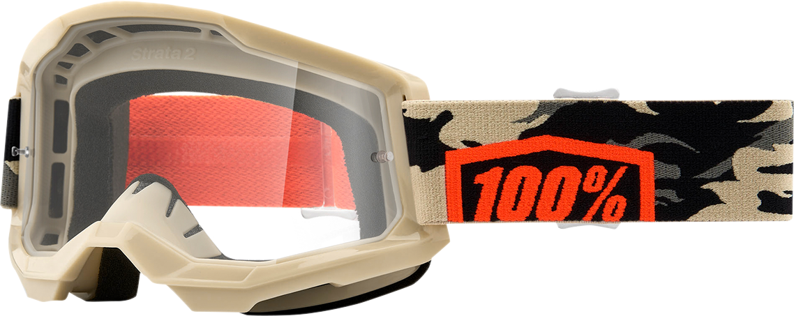 100% Strata 2 Goggles - Kombat - Clear 50027-00007