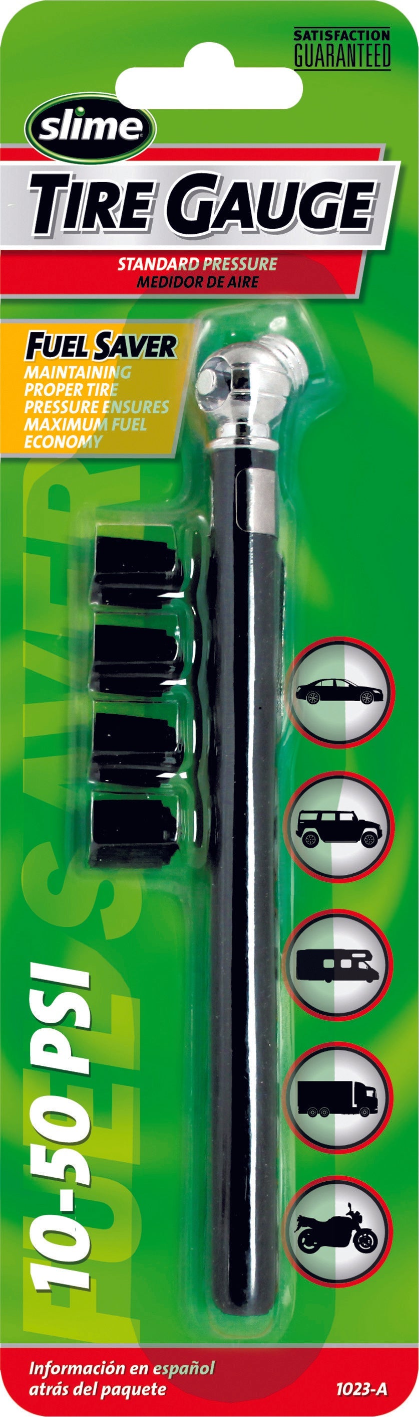 SLIME Pencil Gauge 10-50 Psi Color Anodized 1023-A