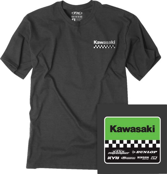 FACTORY EFFEX Kawasaki Starting Line T-Shirt - Heather Charcoal - Large 27-87104