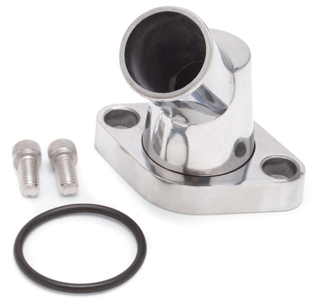 Edelbrock Waterneck Sbc/BBC 45-Degree Two-Piece Cast SwIVel Polished 4817