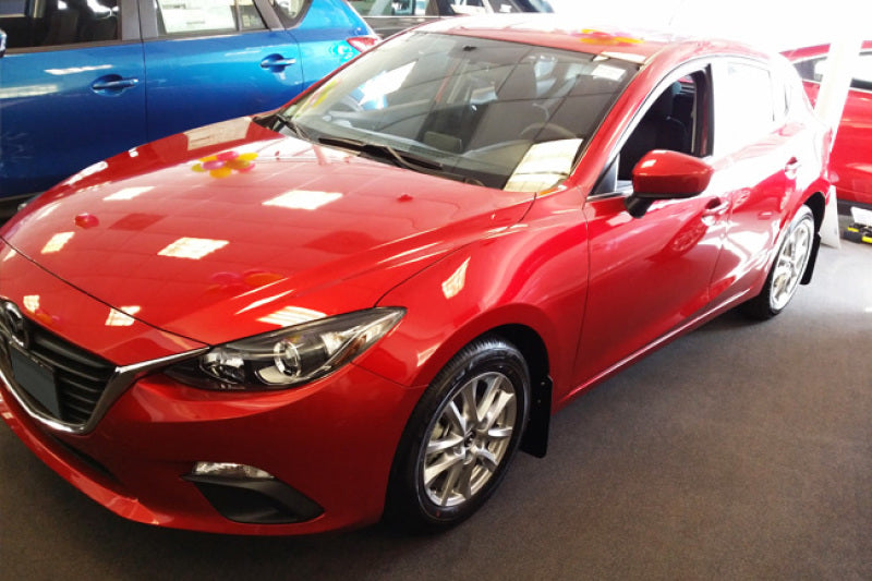 Rally Armor 2014+ Mazda 3 Red Mud Flap W/ White Logo MF31-UR-RD/WH