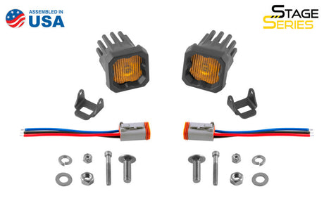 Diode Dynamics Stage Series C1 LED Pod - Yellow SAE Fog Standard ABL (Pair) DD6848P