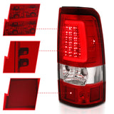 ANZO 2003-2006 Chevy Silverado 1500 LED Taillights Plank Style Chrome With Red/Clear Lens 311335