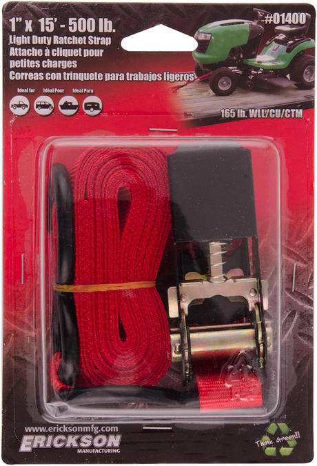 ERICKSON Ratchet Strap - 1" x 15' - Red 1400