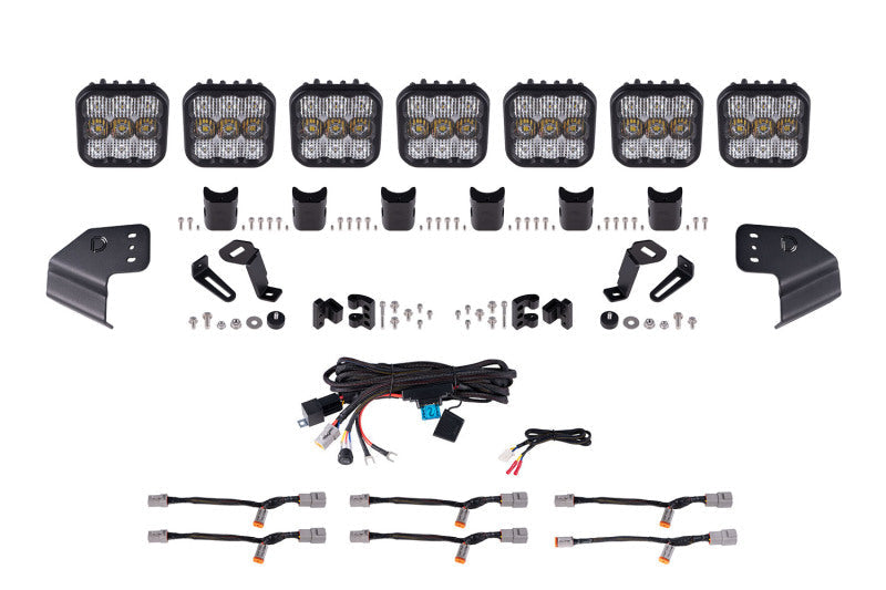 Diode Dynamics Bronco SS5 Pro CrossLink Windshield - White Combo Lightbar Kit DD7264