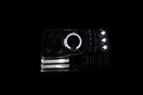 ANZO 1992-1996 Ford F-150 Projector Headlights w/ Halo Chrome w/ Side Markers and Parking Lights 111183