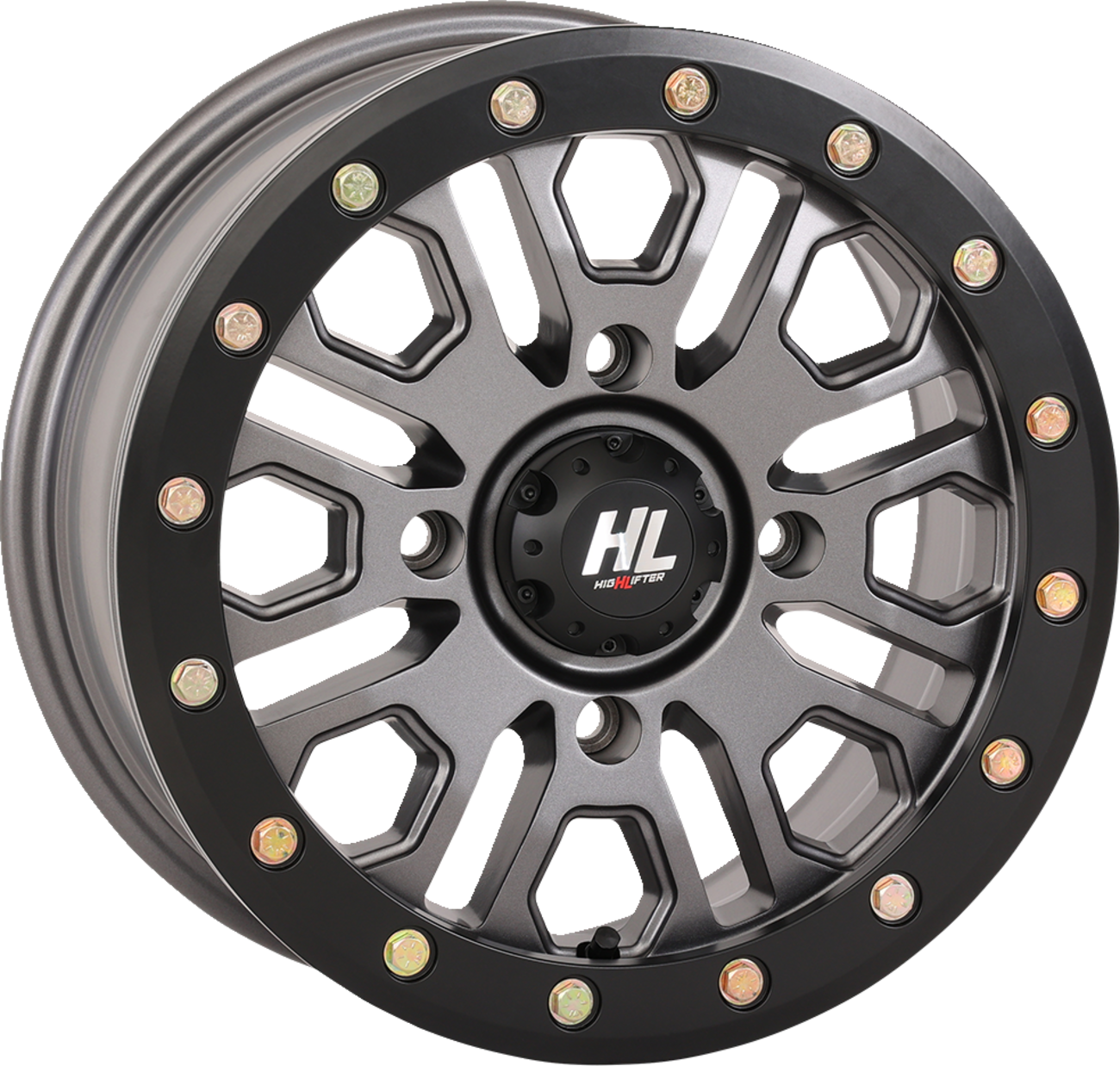 HIGH LIFTER Wheel - HL23 Beadlock - Front/Rear - Gun Metal Gray - 14x7 - 4/137 - 5+2 (+38 mm) 14HL23-1537