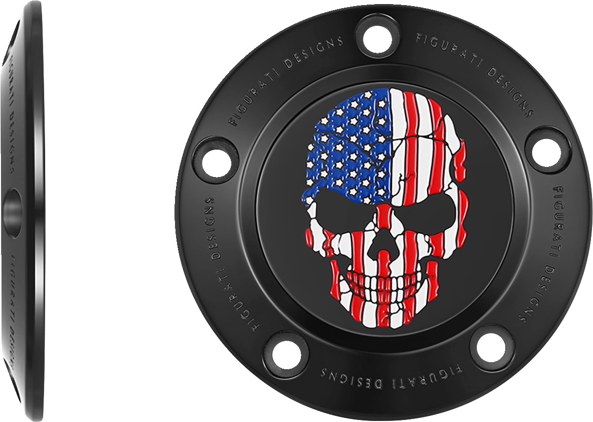 FIGURATI DESIGNS Timing Cover - 5 Hole - Skull - Black FD25-TC-5H-BLK