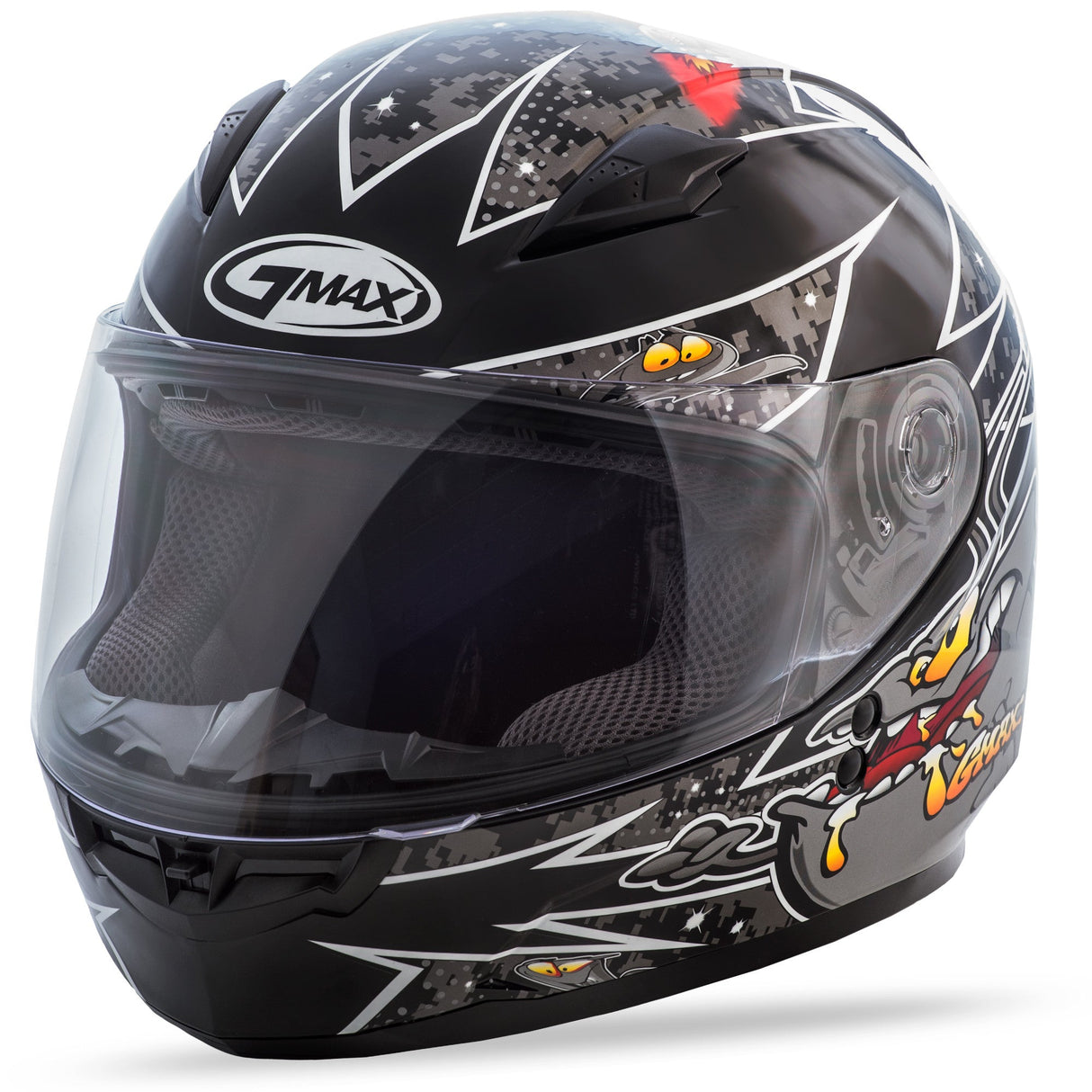 GMAX Youth Gm-49y Full-Face Alien Helmet Black/Silver Ys G7496240 TC-5