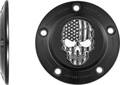 FIGURATI DESIGNS Timing Cover - 5 Hole - Skull - Contrast Cut - Black FD28-TC-5H-BLK