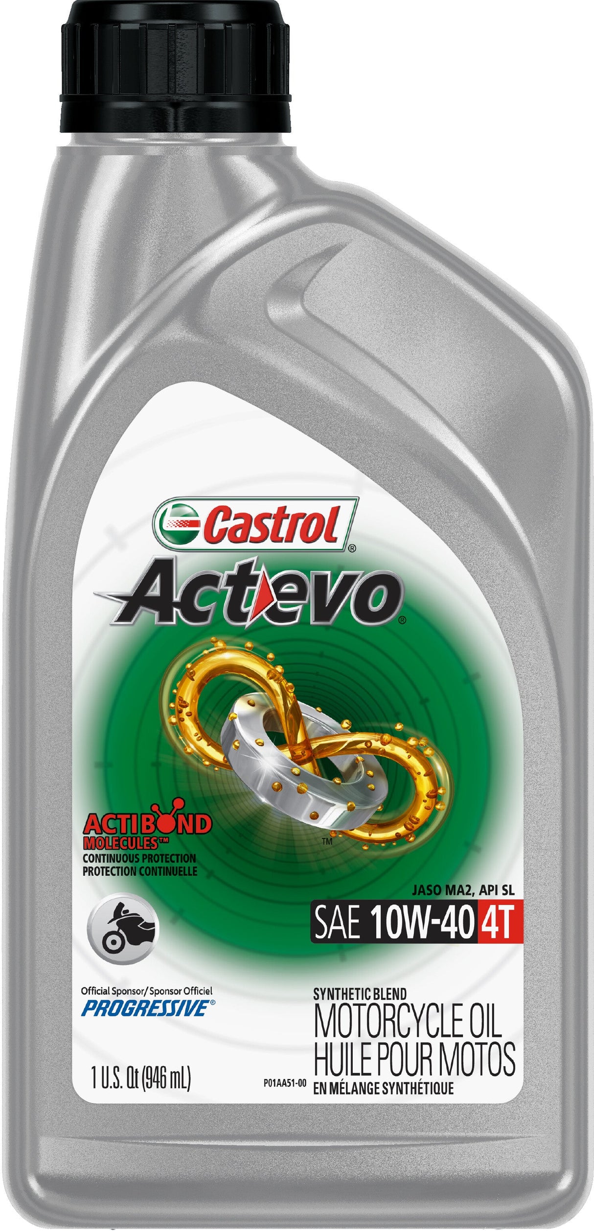 CASTROL Act>Evo 4t Synthetic Blend 10w40 1 Qt 15D7D2