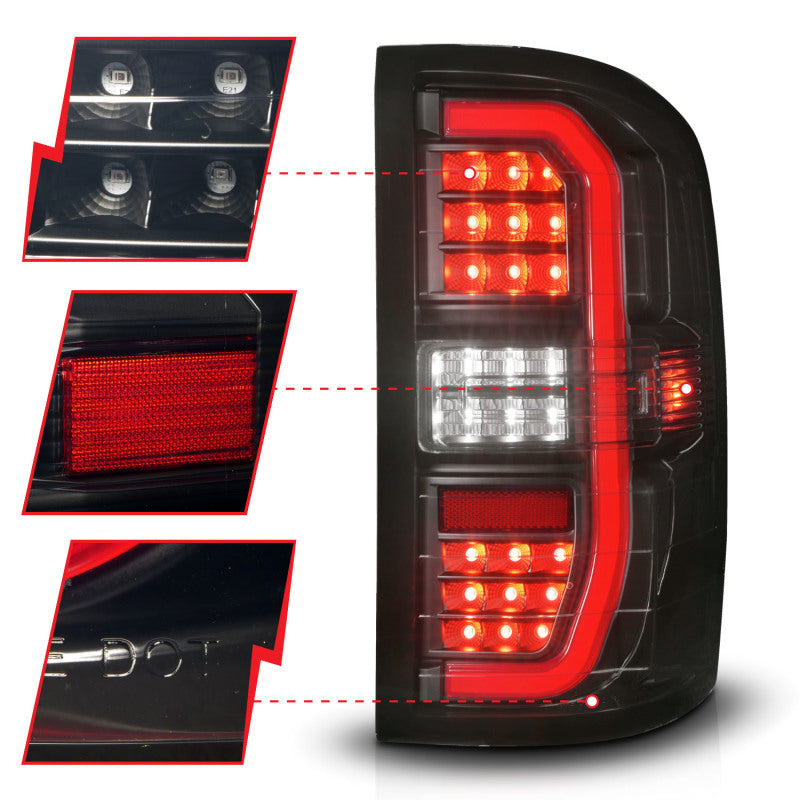 ANZO 14-18 GMC Sierra 1500 Full LED Taillights Black Housing Smoke Lens (w/C Light Bars) 311465