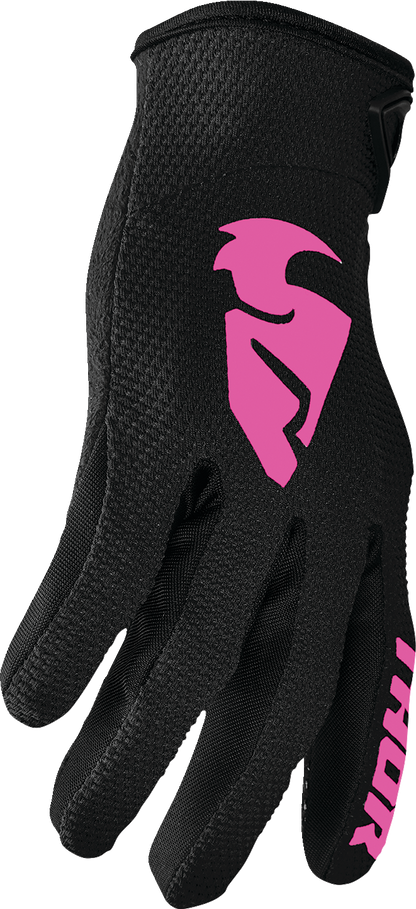 THOR Women's Sector Gloves - Black/Pink - Large 3331-0244