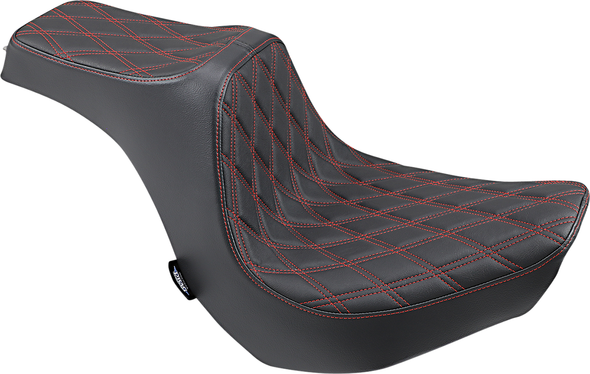 DRAG SPECIALTIES Asiento Predator III - Doble diamante - Costuras rojas 0802-1269