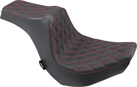 DRAG SPECIALTIES Predator III Seat - Double Diamond - Red Stitching 0802-1269