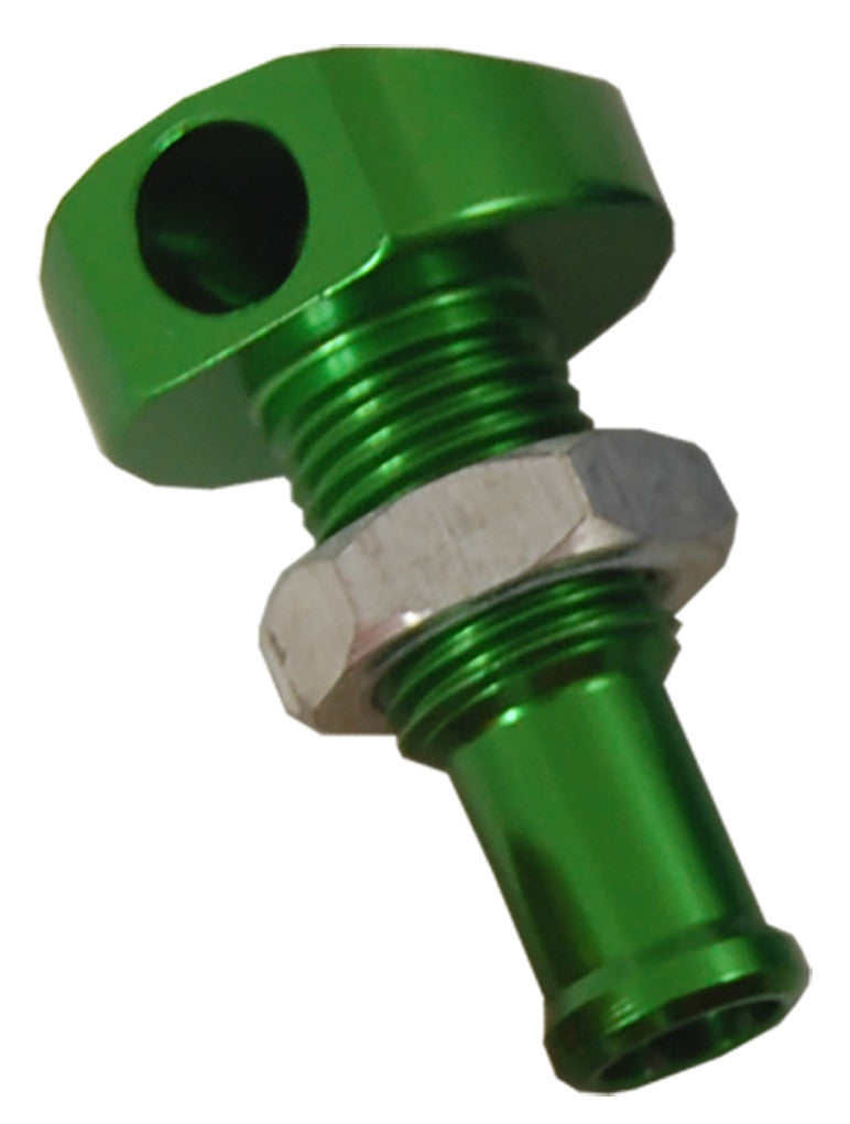 BLOWSION Billet Thru-Hull Water Fitting Green 3/8" 90 Deg. 04-03-2004