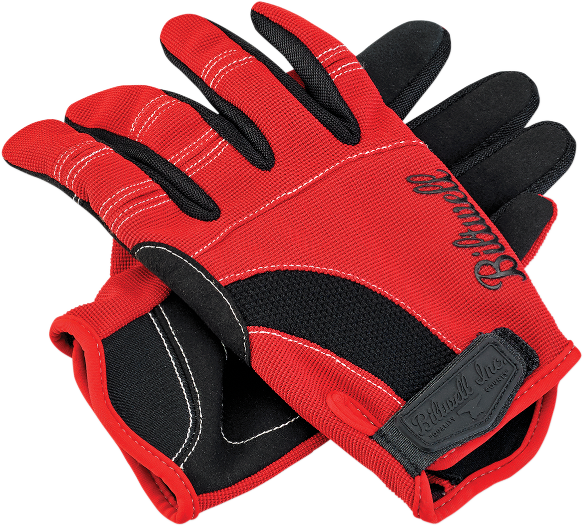 BILTWELL Moto Gloves - Red/Black/White - Large 1501-0804-004