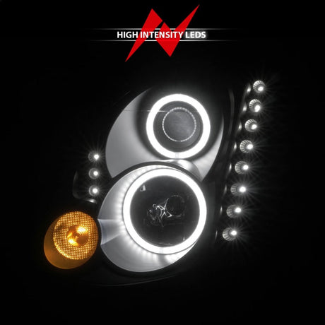 ANZO 2003-2007 Infiniti G35 Projector Headlights w/ Halo Black (CCFL) (HID Compatible) 121363