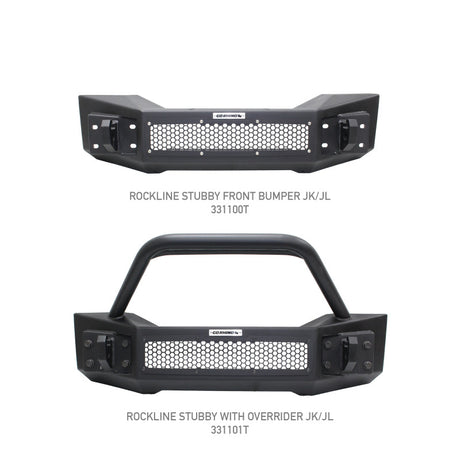 Go Rhino 07-20 Jeep Wrangler JL/JLU/JK/JKU/Gladiator JT Rockline Front Stubby Bumper w/ Overrider 331101T