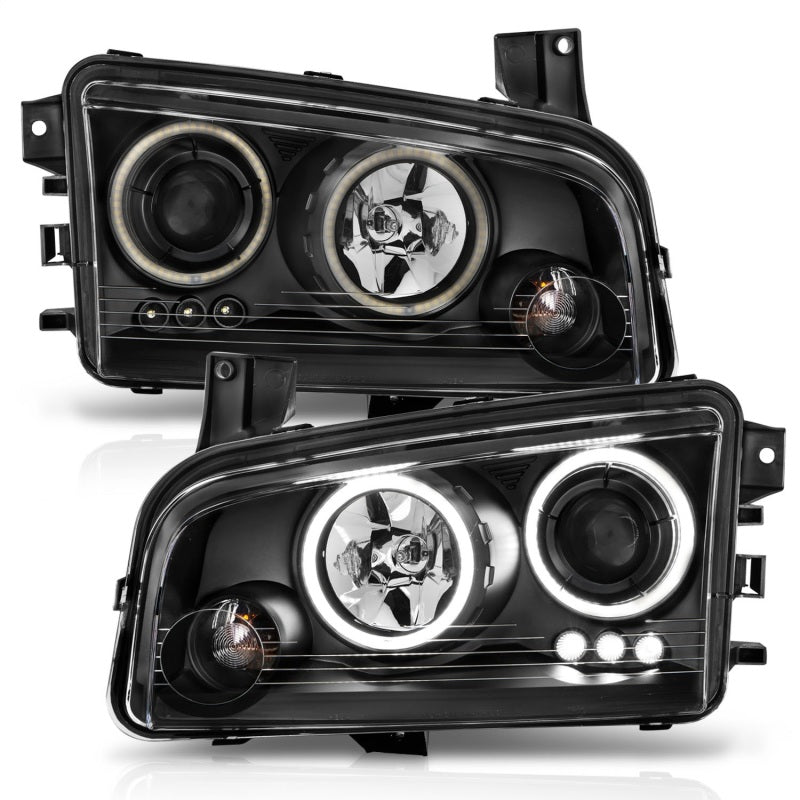 ANZO 2006-2010 Dodge Charger Projector Headlights w/ Halo Chrome (CCFL) 121218