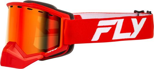 FLY RACING Focus Snow Goggle Red/White W/ Red Mirror/Amber Lens