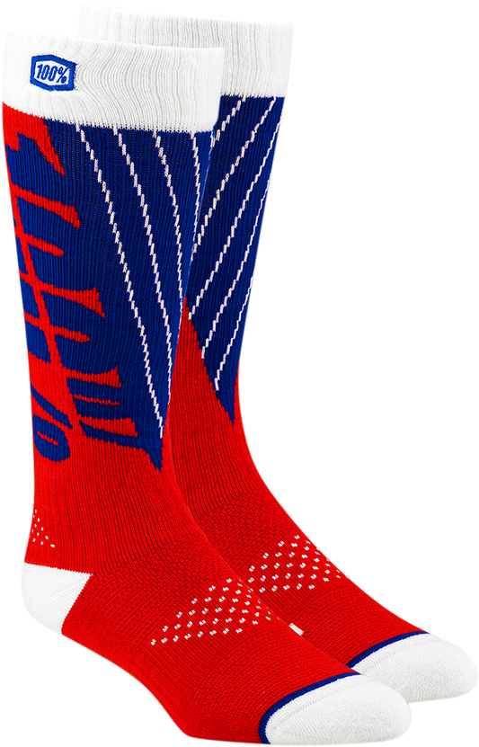 100% Torque Comfort Moto Socks - Red/Blue - Small/Medium 24007-350-17