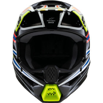 ALPINESTARS Youth SM3 Helmet - Wurx - Gloss Black/Yellow Fluo/Blue/Red - Small 8302025-1574-YS