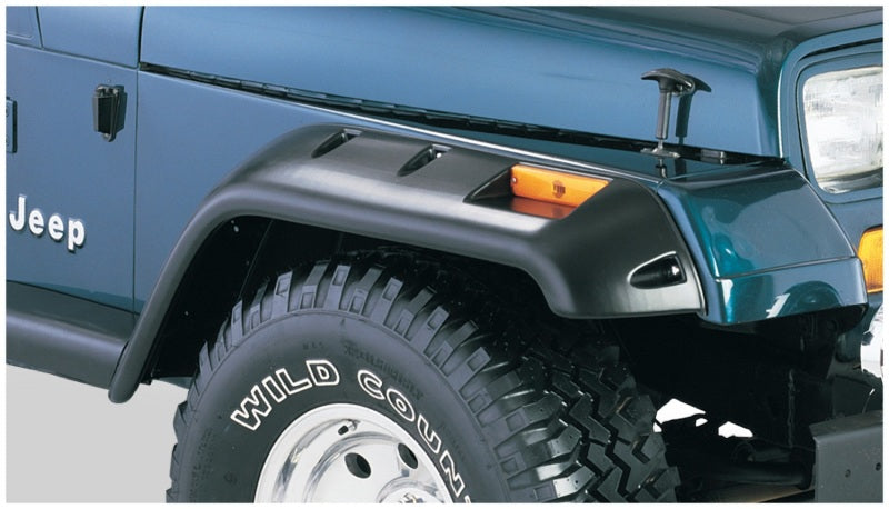 Bushwacker 87-95 Jeep Wrangler Cutout Style Flares 4pc Cutting Optional Not Renegade - Black 10909-07