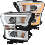 ANZO 2015-2017 Ford F-150 Projector Headlights w/ Plank Style Switchback Chrome w/ Amber 111358