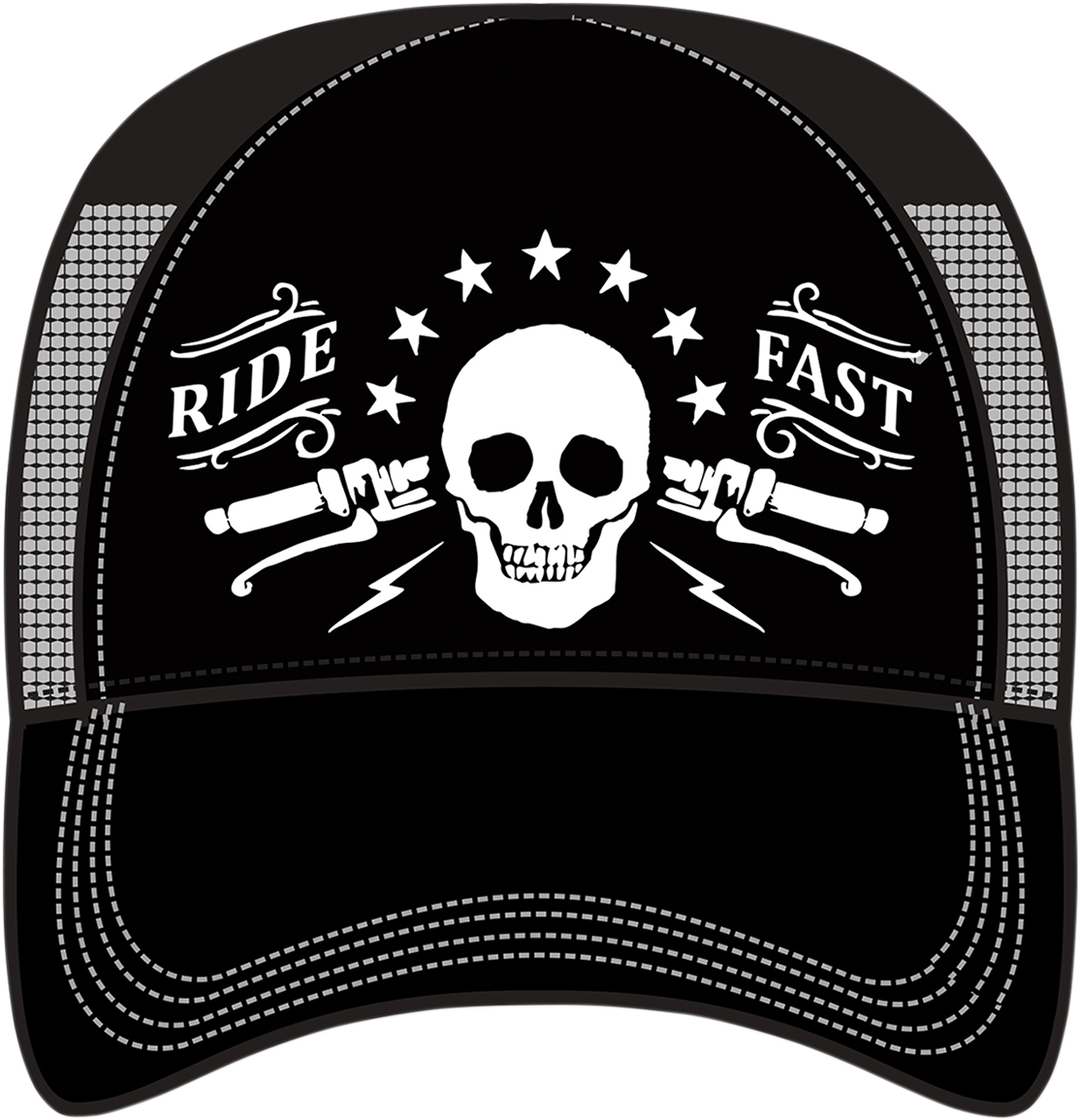 LETHAL THREAT Ride Fast Skull Handlebar Hat - Black/Gray HT82074