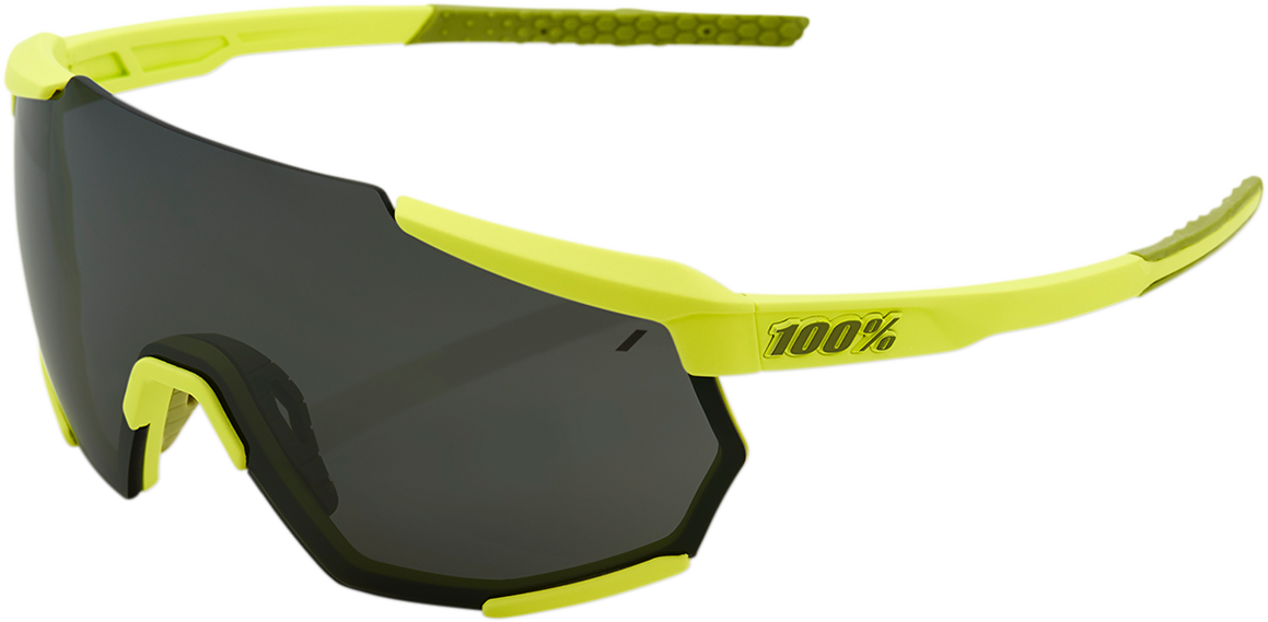 100% Racetrap Sunglasses - Yellow - Black Mirror Lens 61037-004-61